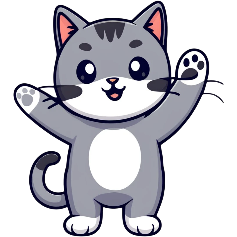 playful cat with paw up emoji