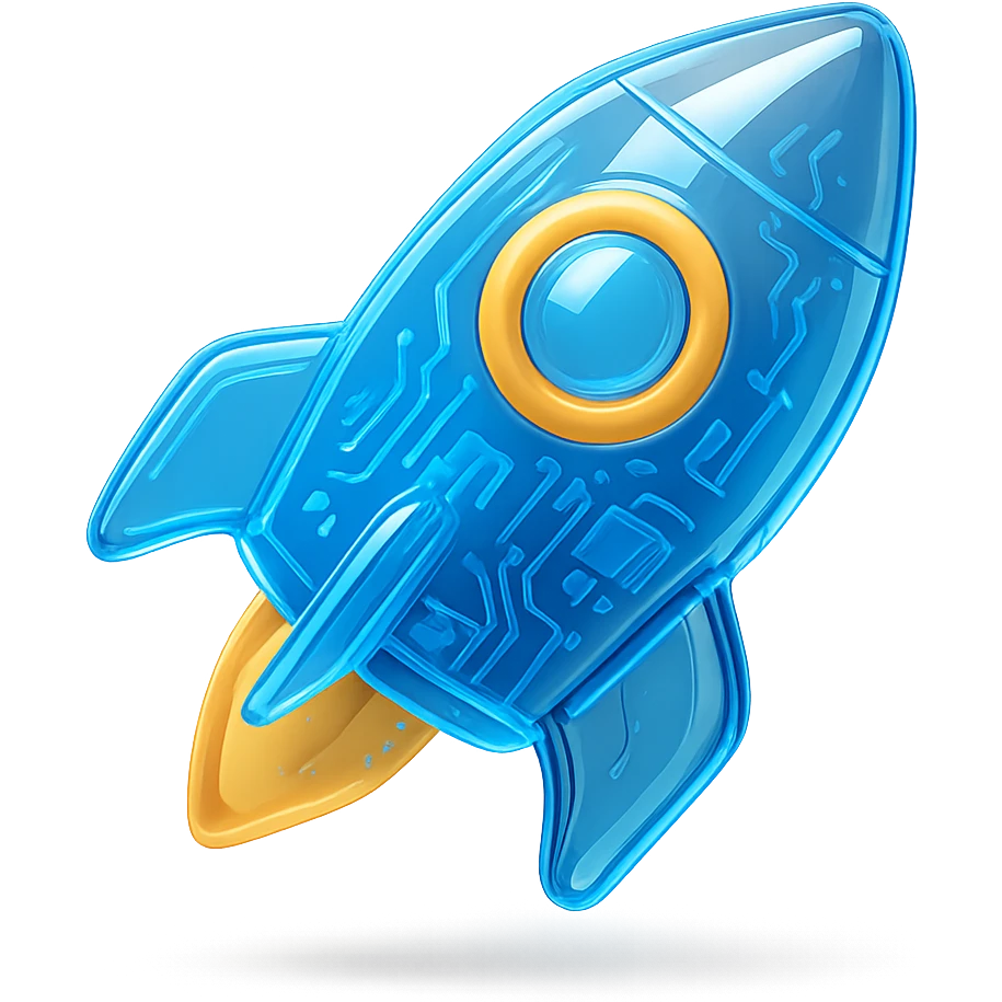 rocket icon with glossy circuit style emoji