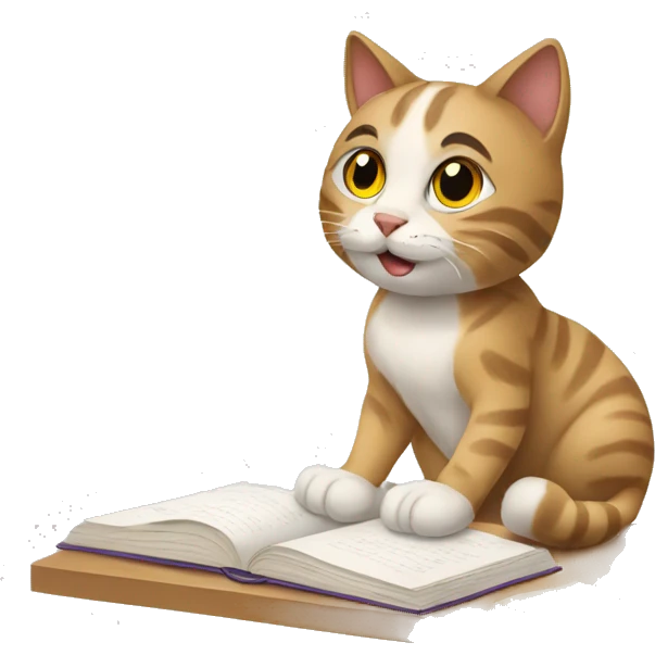 cat studing for english exam emoji