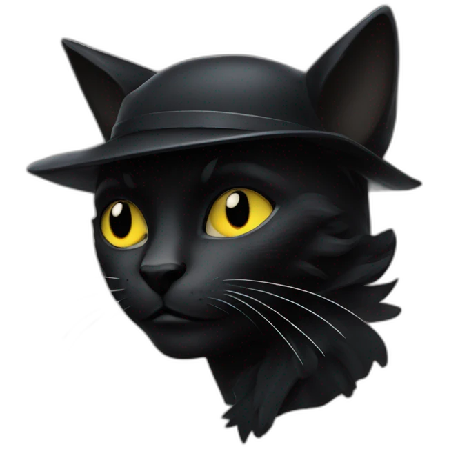 Chat noir avec une plume emoji
