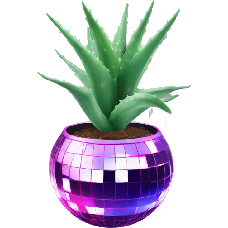 Aloe Vera plant in a disco ball print planter emoji