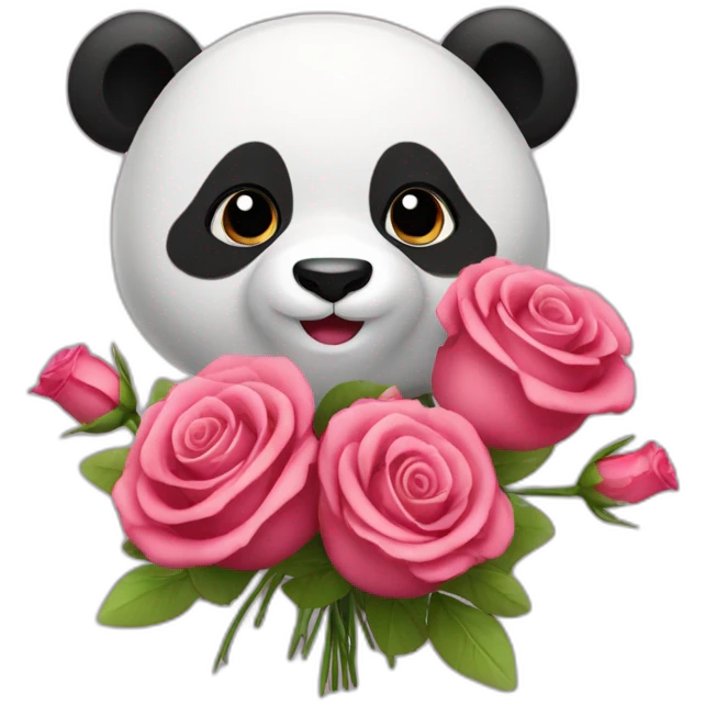 panda roux avec un bouquet de rose emoji