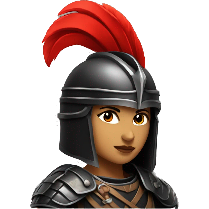 Fantasy spartan warrior female wearing detailed black armor with a red plumed helmet
 emoji