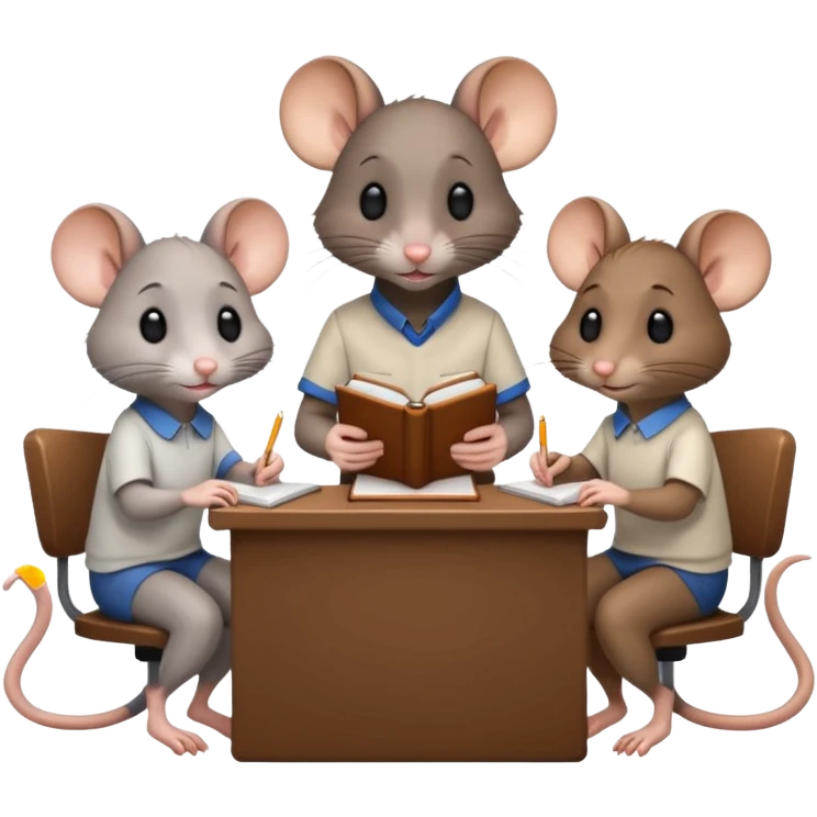 two girl rats and a boy rat sitting in school doing homework  emoji