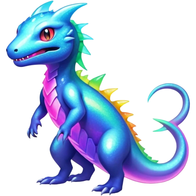Rainbow crystalic Shiny pastel Salandit-Aurorus-Noibat-Fakémon-hybrid-creature (full body)  emoji