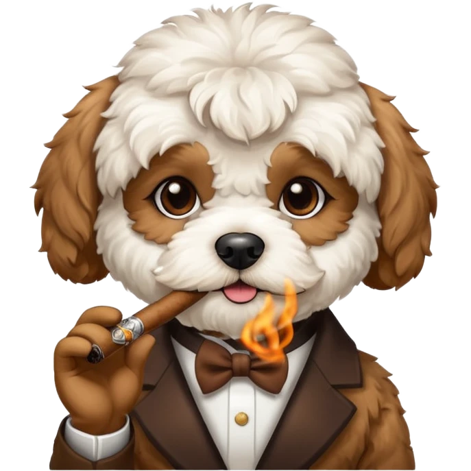 White malti -poo smoking a cigar emoji