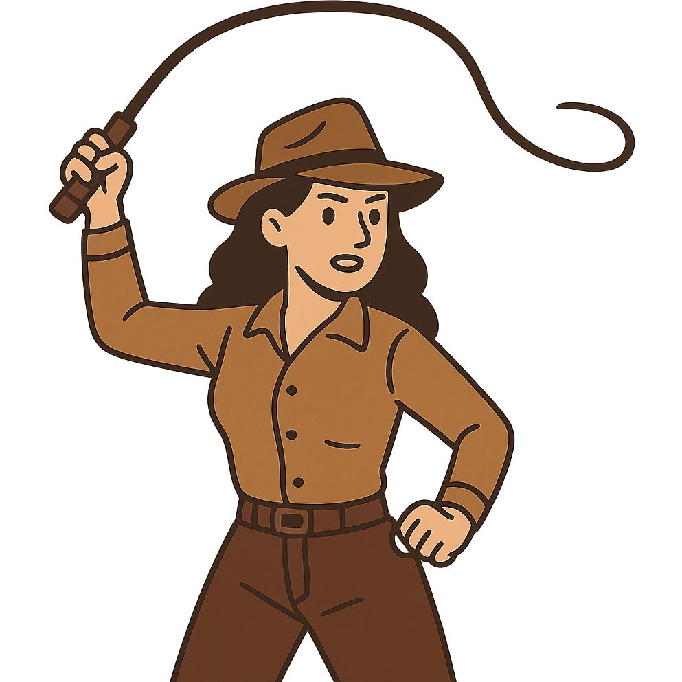 flat toon style woman raising a whip emoji