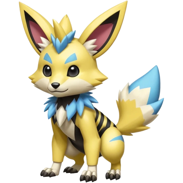 Modern anthropomorphic furry futuristic shiny colorful Zeraora-Minccino-Pichu-Obstagoon-fusion (full body) emoji