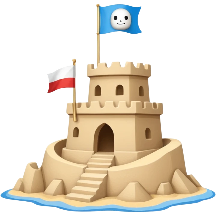 chibi style Sandcastle with Flag, no face, cute, sticker emoji