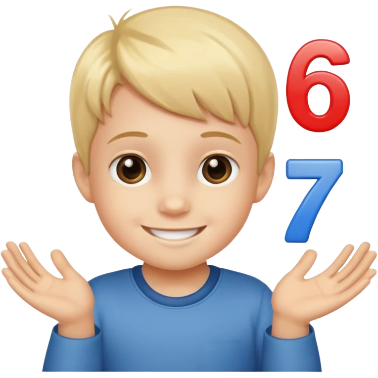 A Lil kid holding 6 7  emoji