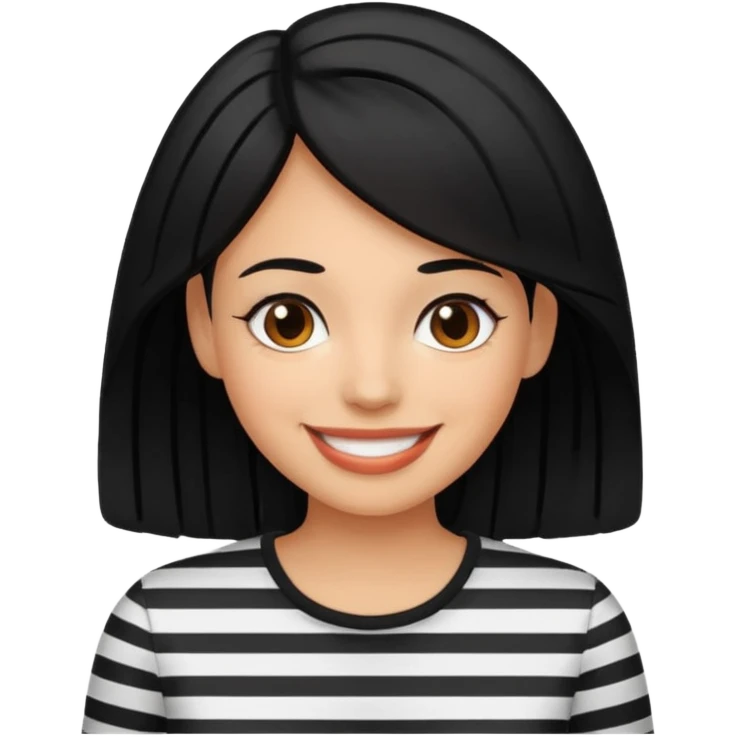 marinera de pelo negro con camisa a rayas emoji