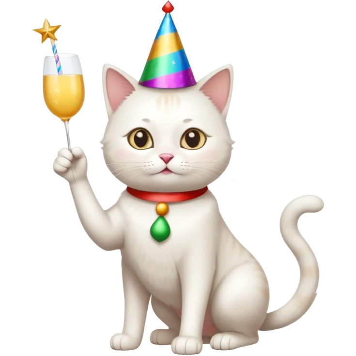 a full-body white cat new year  emoji