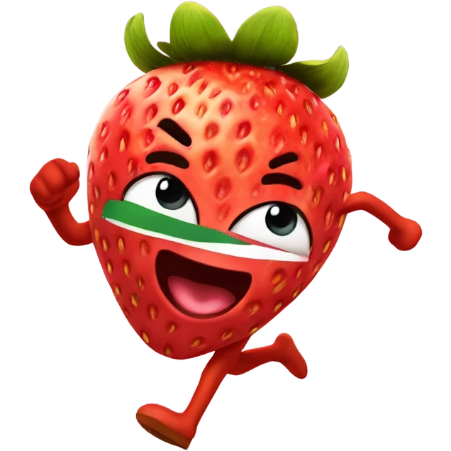 strawberry sprinting fast emoji