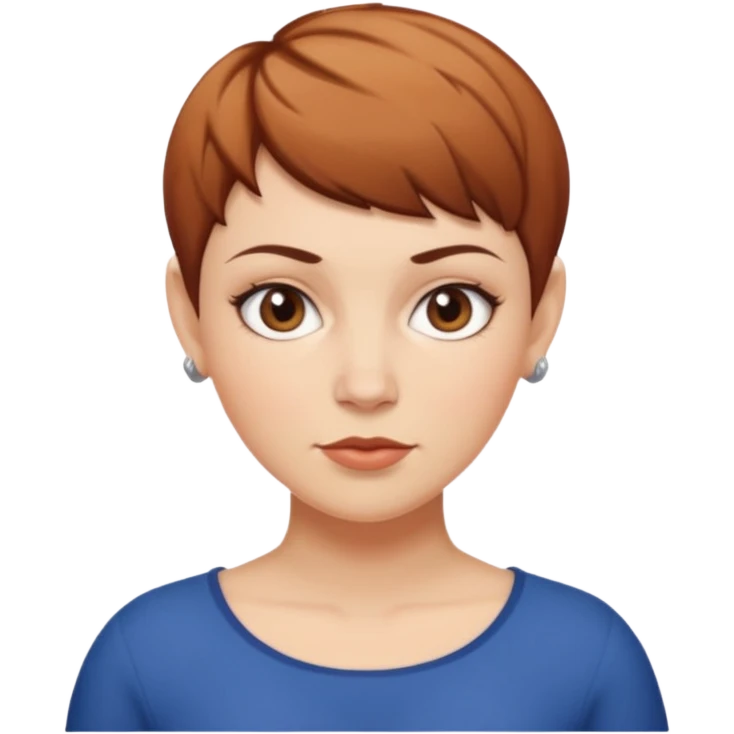 classic teacher emoji but fatter and with a brown pixie cut, make her white and the pixy cut is pointy and dark brown and she is very fat emoji
