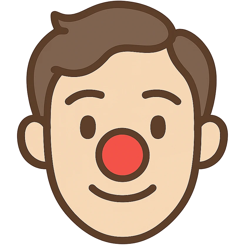 face with red clown nose, digital illustration emoji