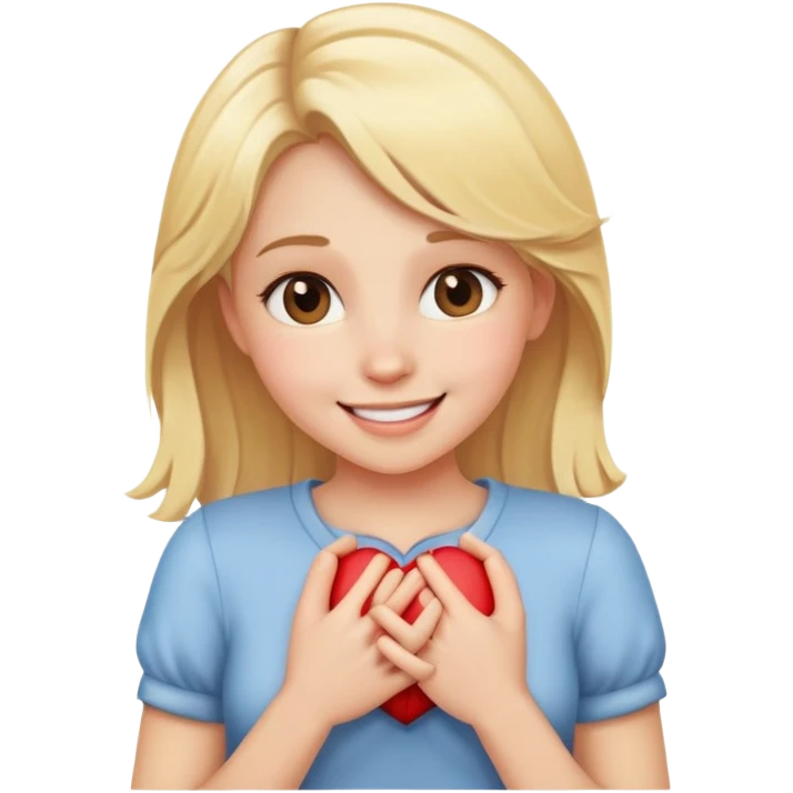 Blonde girl grabbing her heart loving emoji
