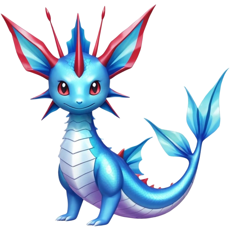 Shiny iridescent Vaporeon-Milotic-Latios-fakemon-hybrid emoji