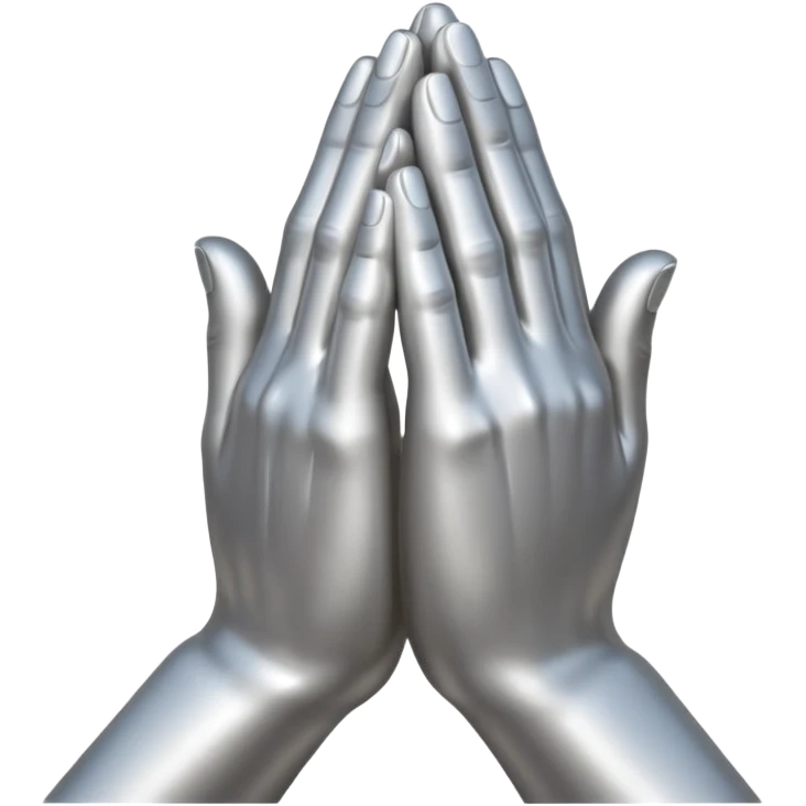 praying metallic hands, realistic proportions emoji