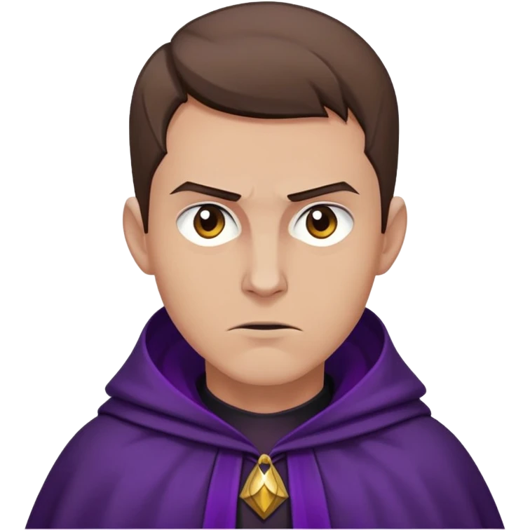 Amycus Carrow in harry potter, a man thin, brown hair, crew cut hair, look evil, dark purple cloak emoji