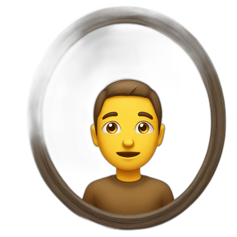 quelqu'un de brun devant un miroir on voit le miroir et le mec de dos emoji
