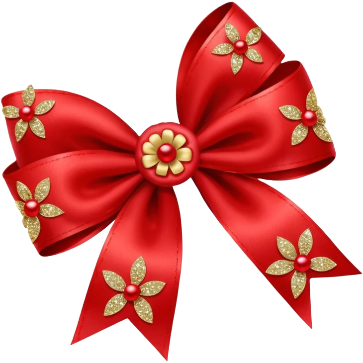 red flower bow with glitter emoji