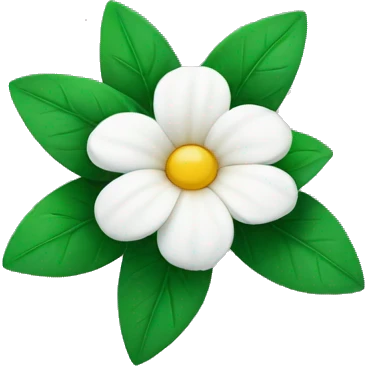 White flower with green leafs emoji
