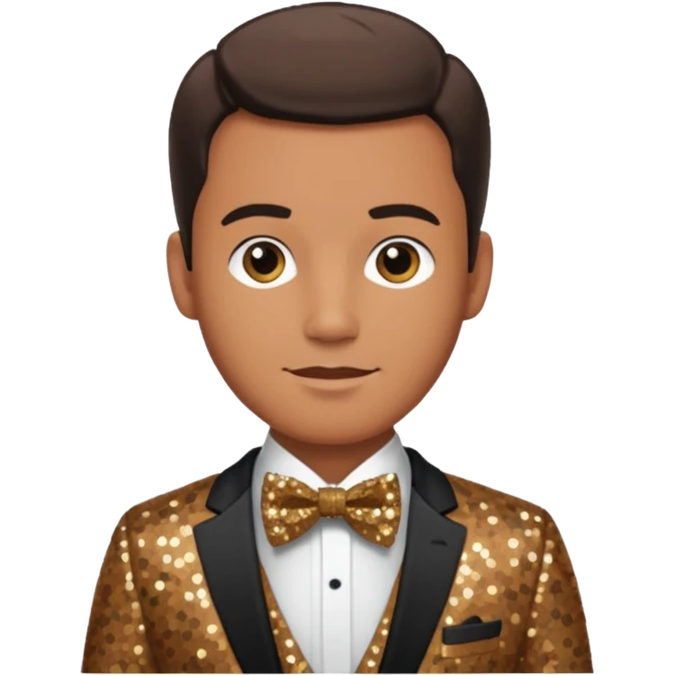 Neil Fanning, Australia Actor (b.1967) with brown sequin suit with bow tie emoji