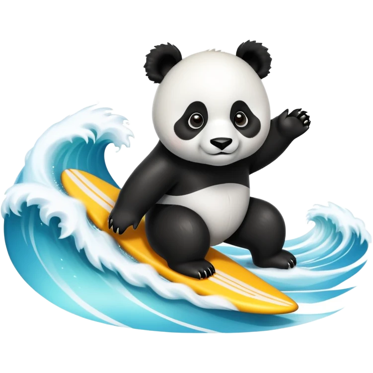 panda surfing on a wave emoji
