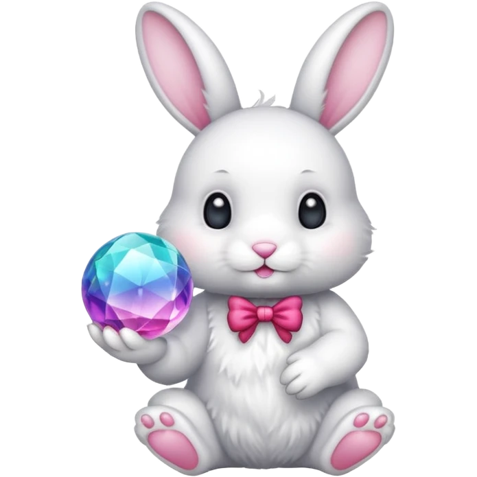 White bunny with colour crystal ball emoji