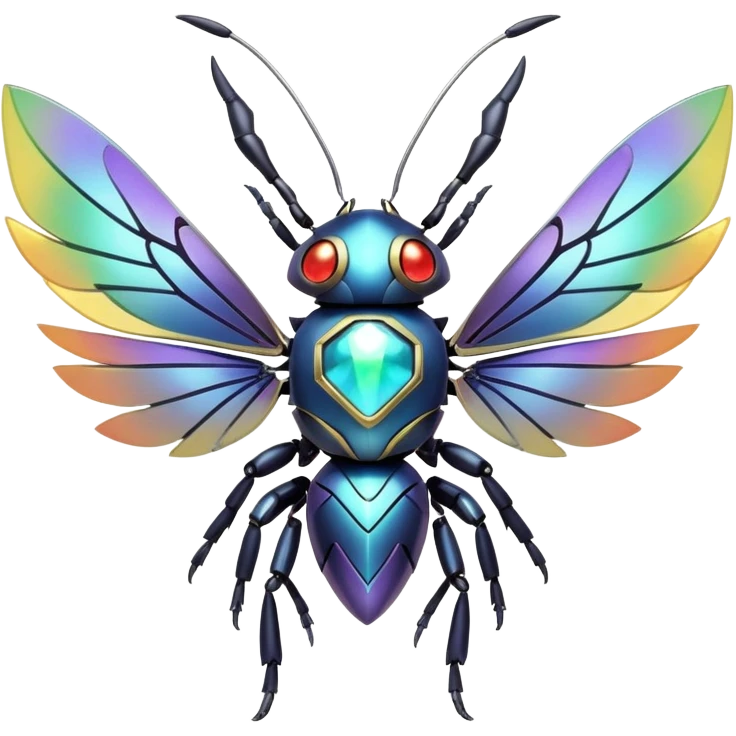 Elemental steel-bug-type magical colorful exotic animesque Pokémon-Fakémon-animal-creature emoji
