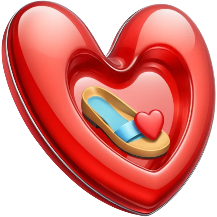 heart with a glassy texture and a small slipper icon emoji