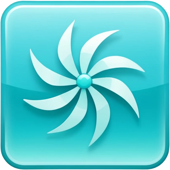a Tiny compressed Stylized light-turquoise wind wind symbol inside a pastel gradient white square icon, light turquoise thick borders emoji