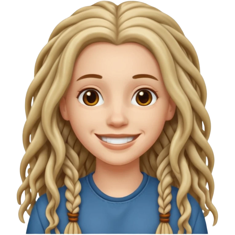 white girl with long wavy hair,  just some are dreadlocks  emoji