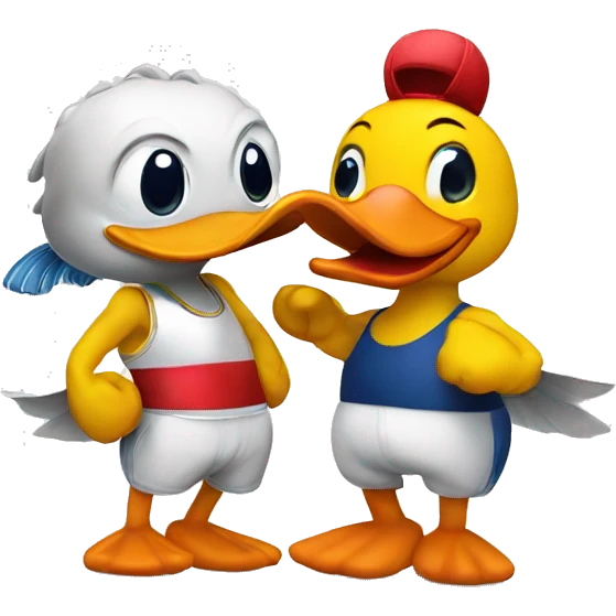 boxing duck and fish emoji