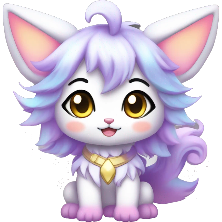 Cute Kawaii Chibi Anthro Sona Colorful Ethereal Pretty see Godly Celestial Shiny Fakemon Full Body emoji