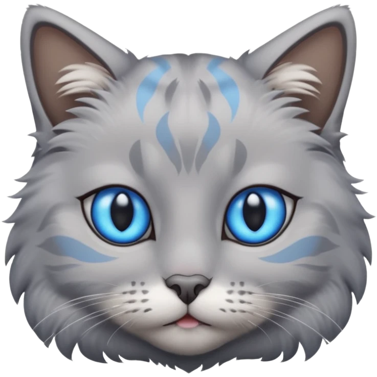 a gray cat with blue eyes on its forehead emoji