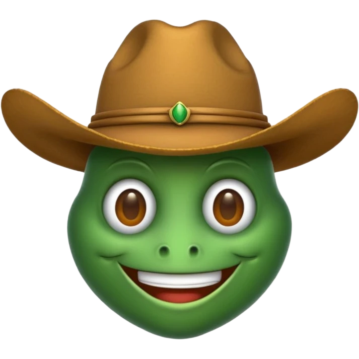 green bug emoji with a tan cowboy hat in WhatsApp style emoji