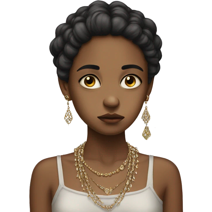 portrait of a sad girl with jewelry emoji