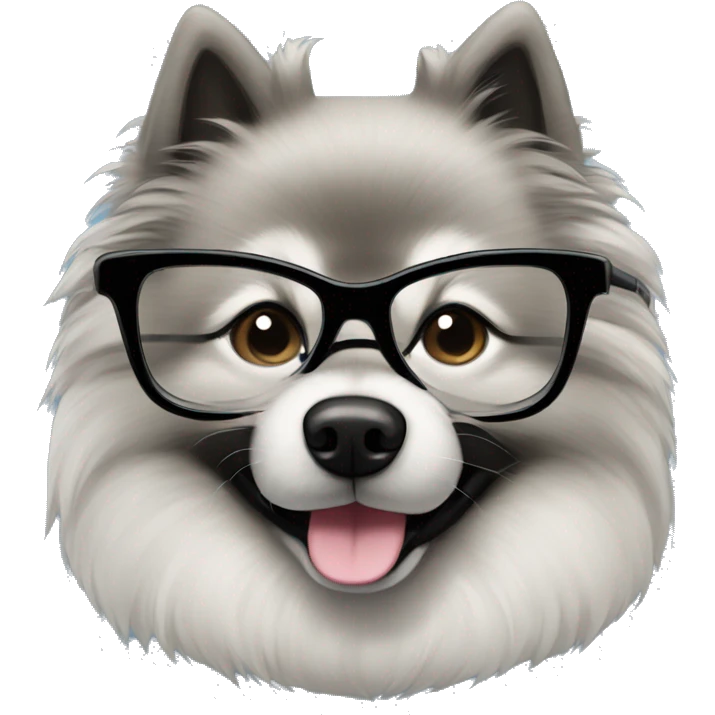 keeshond dog wearing a bow and glasses emoji