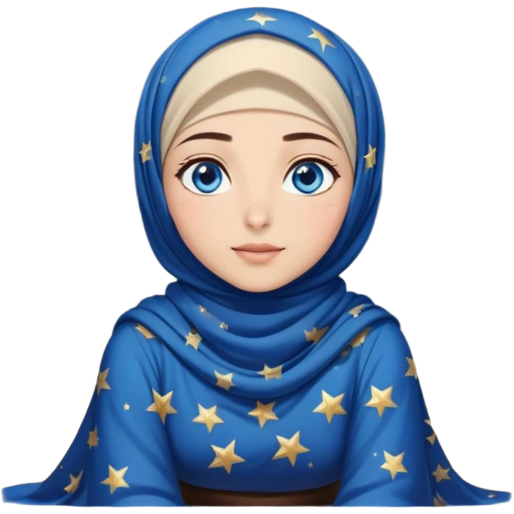 Turkish beautiful finish Konya girl blue eyes with starry night hijab dress and watching the sky on the ground  emoji