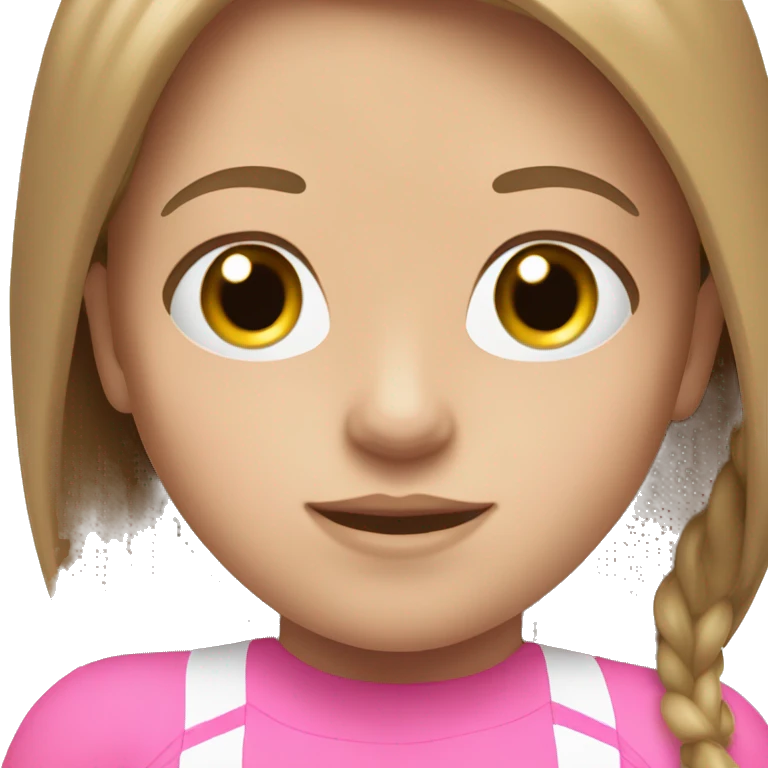 swimming little white girl with pink swimming suit dar brown long hair emoji