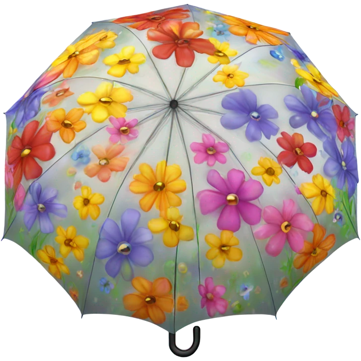 Large umbrella made of flowers with dew drops dripping  emoji