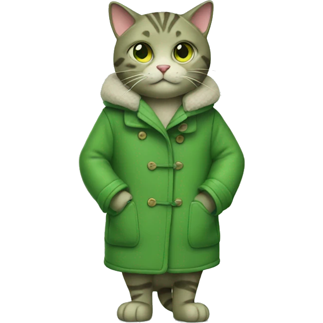 Green cat wearing a coat emoji