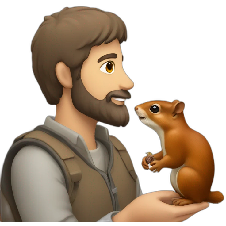 man with beard feeding a squirrell emoji
