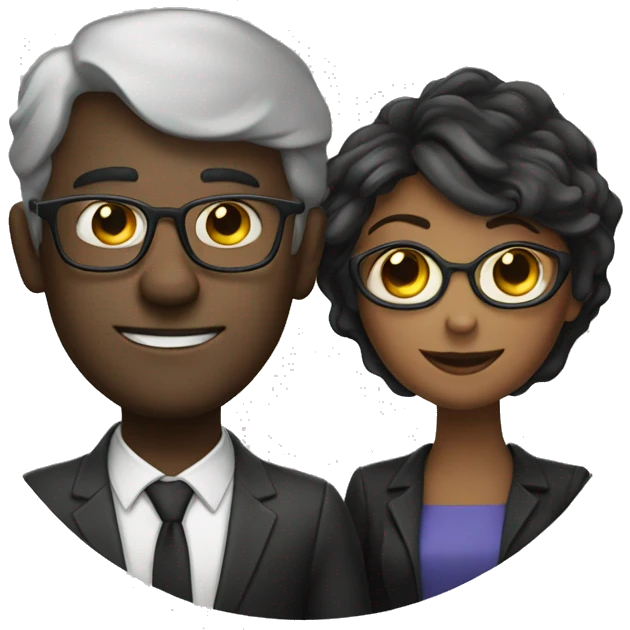 A fair guy and a dark lady with glasses in love  emoji