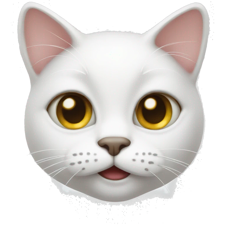 white cat but silly emoji