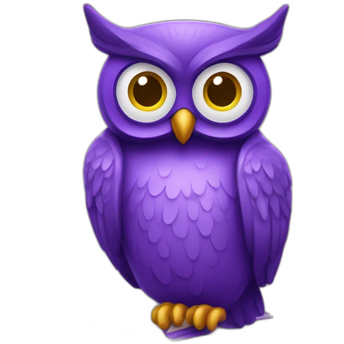 Purple owl with lens eyes book emoji
