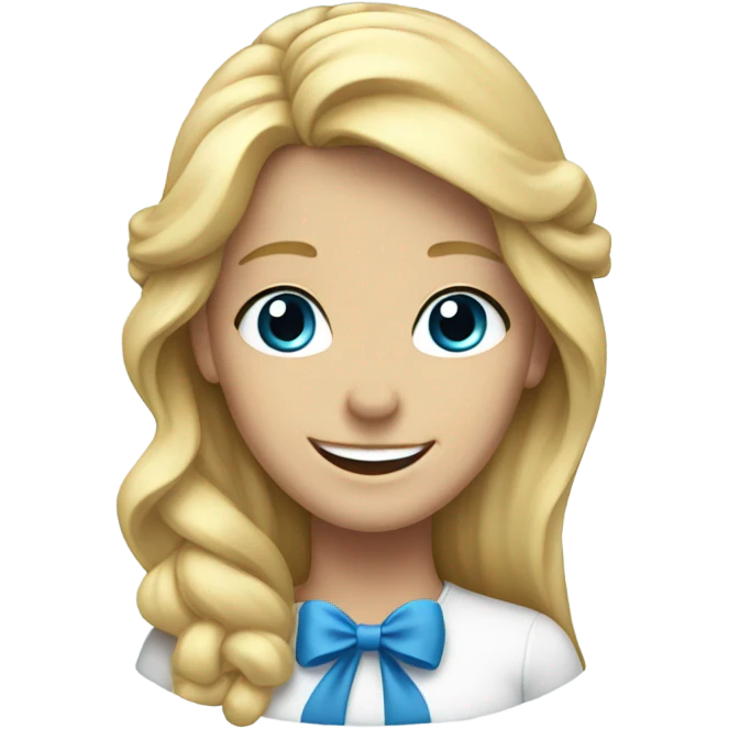 smiling solo with blue bow with blonde hair  emoji