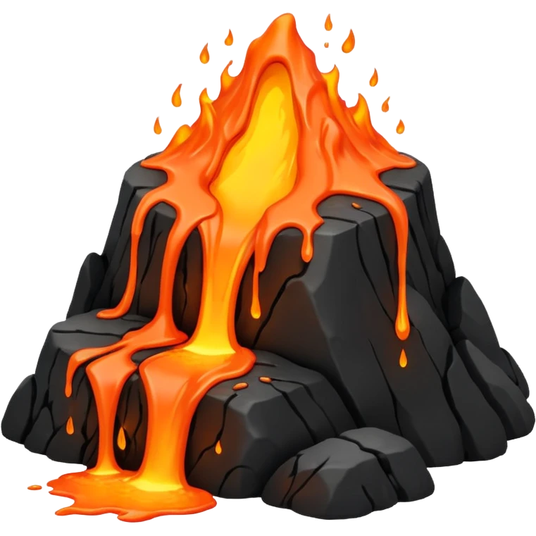 A lava flow spilling slowly over blackened rocks. emoji
