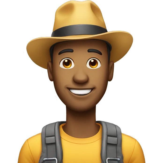 Guy with hat that says big cheese emoji